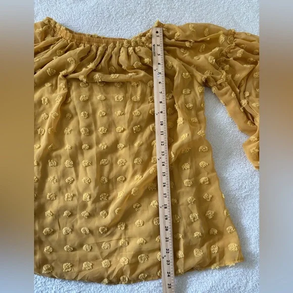 Women’s Long Sleeve Sheer Blouse Color Mustard Size Large - Picture 7 of 7